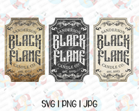 Black Flame Candle Labels | Digital Download | SVG PNG JPG