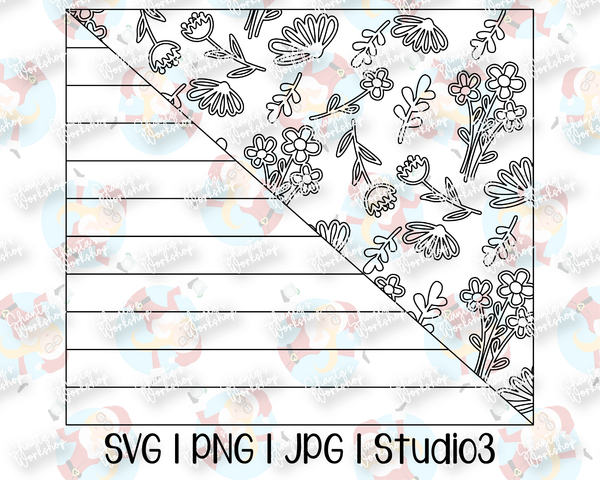 Wildflowers Stripes Split | Stencil | Seamless Tumbler Wrap | Straight Resizable for Hogg, MakerFlo, and more | SVG PNG JPG Studio3