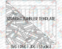 Pencil Toss Split Tumbler Template | Stencil | Seamless Tumbler Wrap | Straight Resizable for Hogg, MakerFlo, and more | SVG PNG JPG Studio3