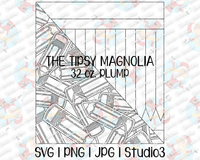 Pencil Toss Split Tumbler Template | Stencil | Seamless Tumbler Wrap | Tipsy Magnolia/The Steel Magnolia 32 oz. Plump | SVG PNG JPG Studio3