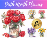 Birth Flower Clipart | High Quality Printable Artwork | Watercolor Flowers | Birthday, Mother's Day | PNG