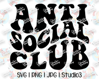 Anti Social Club | Retro Groovy Cut File | SVG PNG JPG Studio3