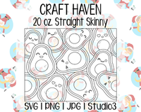 Avocado Burst Template | Craft Haven 20 oz. Skinny Straight | SVG PNG JPG Studio3