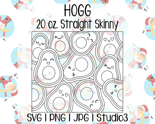Avocado Burst Template | Hogg 20 oz. Skinny Straight | SVG PNG JPG Studio3