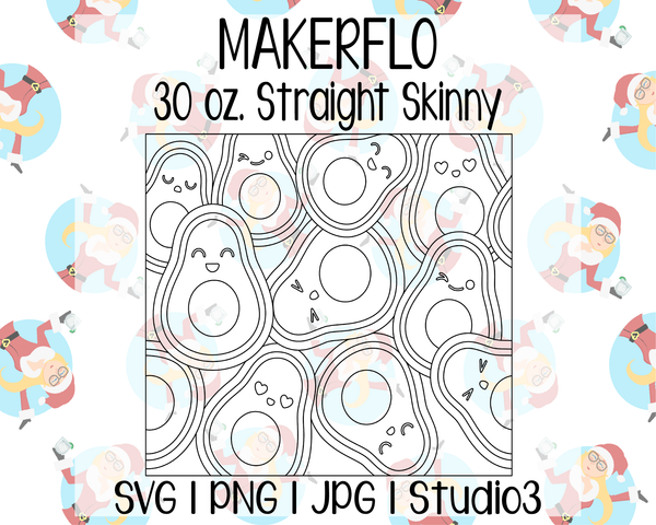 Avocado Burst Template | MakerFlo 30 oz. Skinny Straight | SVG PNG JPG Studio3