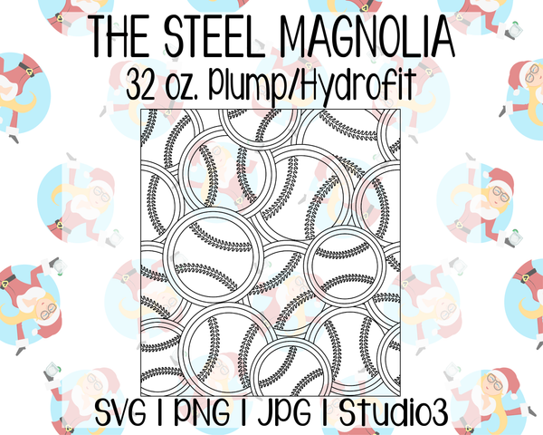 Baseball Softball Burst Template | The Steel Magnolia 32 oz. Plump/Hydrofit | SVG PNG JPG Studio3