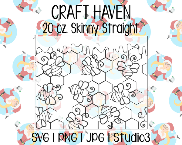 Bee Burst Template | Craft Haven 20 oz. Skinny | SVG PNG JPG Studio3