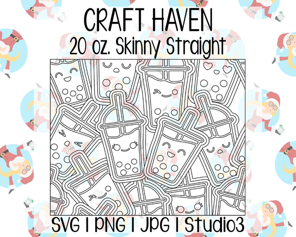 Boba Burst Template | Craft Haven 20 oz. Skinny Straight | SVG PNG JPG Studio3