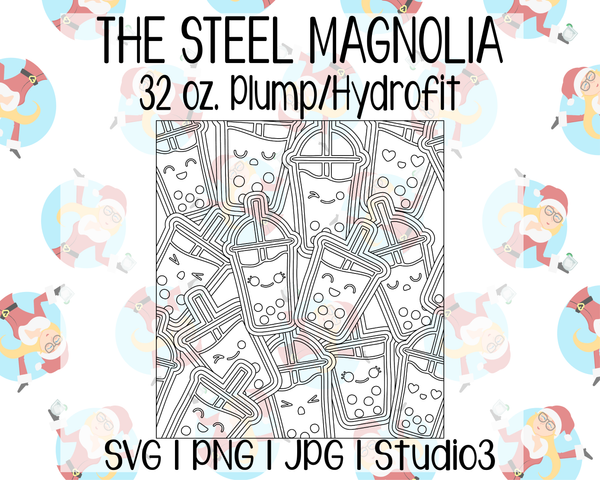 Boba Burst Template | The Steel Magnolia 32 oz. Plump/Hydrofit | SVG PNG JPG Studio3
