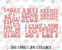Social Anxiety Bundle | Retro, Groovy | Cut File | Sublimation | Printable | SVG PNG JPG Studio3