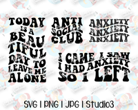 Social Anxiety Bundle | Retro, Groovy | Cut File | Sublimation | Printable | SVG PNG JPG Studio3