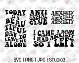 Social Anxiety Bundle | Retro, Groovy | Cut File | Sublimation | Printable | SVG PNG JPG Studio3