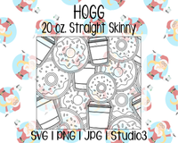 Coffee Donuts Burst Tumbler Template | Hogg 20 oz. Straight Skinny | SVG PNG JPG Studio3