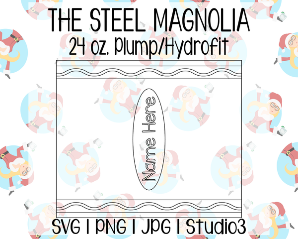 Crayon Tumbler Template | The Steel Magnolia 24 oz. Plump/Hydrofit | SVG PNG JPG Studio3
