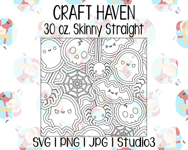 Cute Halloween Burst Template | Craft Haven 30 oz. Skinny Straight | SVG PNG JPG Studio3