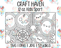 Cute Halloween Burst Template | Craft Haven 12 oz. Kids Sport | SVG PNG JPG Studio3