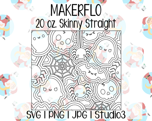 Cute Halloween Burst Template | MakerFlo 20 oz. Skinny Straight | SVG PNG JPG Studio3