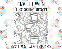 Coffee & Donuts Burst Tumbler Template | Craft Haven 30 oz. Skinny Straight | SVG PNG JPG Studio3