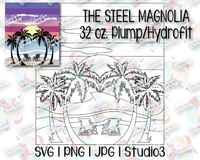 Beach Sunset Scene Tumbler Template | Stencil | Seamless Tumbler Wrap | The Steel Magnolia 32 oz. Plump/Hydrofit | SVG PNG JPG Studio3