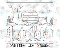 Desert Scene Tumbler Template | Seamless Tumbler Wrap | Straight Resizable | Fits Hogg, MakerFlo, and more | SVG PNG JPG Studio3