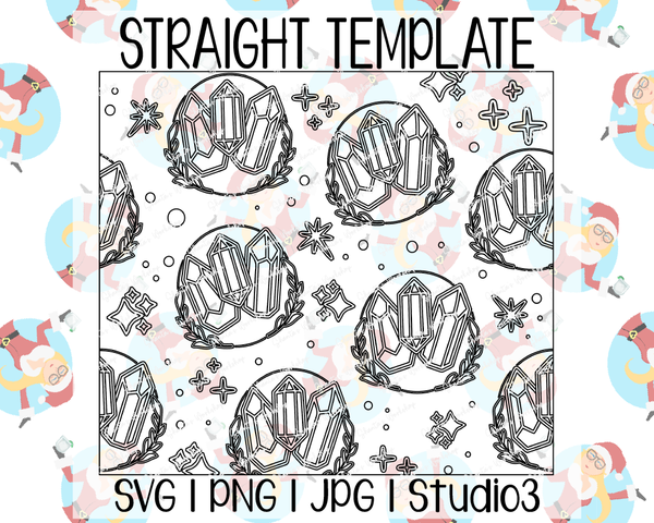 Crystal & Sage Burst Tumbler Template | Seamless Tumbler Wrap | Straight Resizable | SVG PNG JPG Studio3
