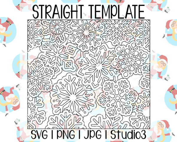 Snowflakes Burst Tumbler Template | Seamless Tumbler Wrap | Straight Resizable | SVG PNG JPG Studio3