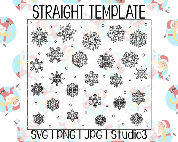 Snowflakes Tumbler Template | Seamless Tumbler Wrap | Straight Resizable | SVG PNG JPG Studio3