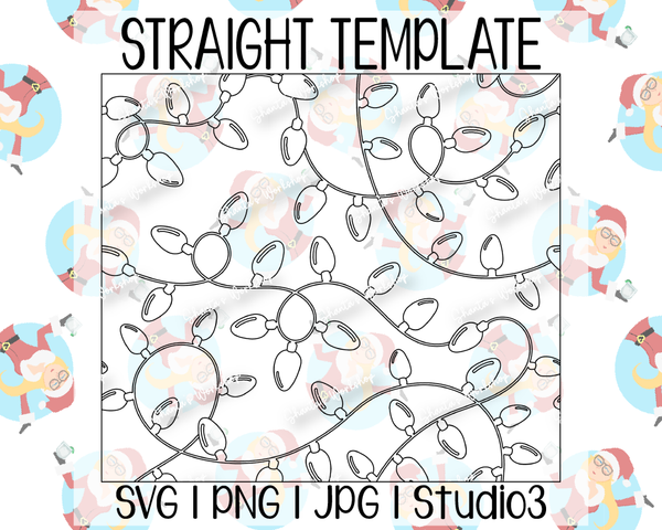 Christmas Lights Tumbler Template | Seamless Tumbler Wrap | Straight Resizable | SVG PNG JPG Studio3