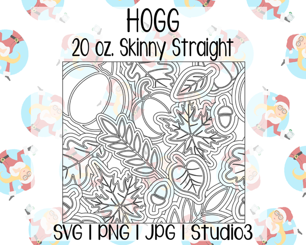 Leaves & Pumpkins Burst Template | Hogg 20 oz. Skinny Straight | SVG PNG JPG Studio3