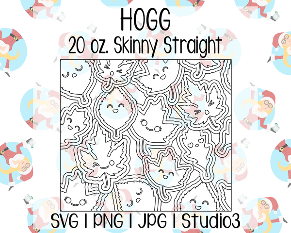 Kawaii Leaves Burst Template | Hogg 20 oz. Skinny Straight | SVG PNG JPG Studio3