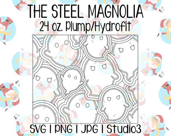 Spooky Ghosts Burst Template | Seamless Tumbler Wrap | The Steel Magnolia 24 oz. Plump/Hydrofit | SVG PNG JPG Studio3