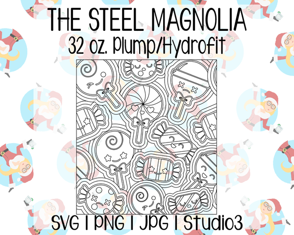 Candy Burst Template | Seamless Tumbler Wrap | The Steel Magnolia 32 oz. Plump/Hydrofit | SVG PNG JPG Studio3
