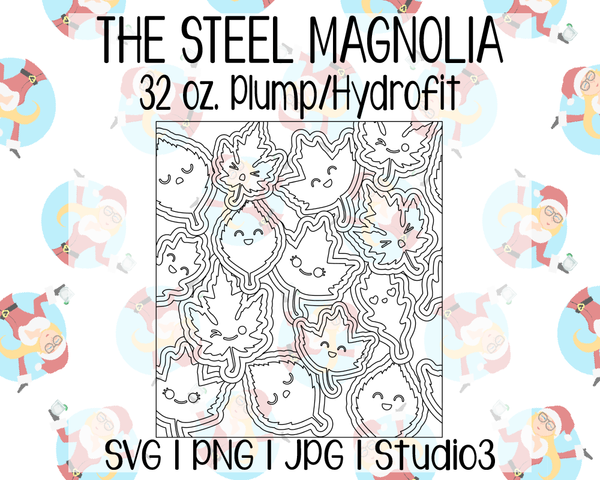 Kawaii Leaves Burst Template | The Steel Magnolia 32 oz. Plump/Hydrofit | SVG PNG JPG Studio3