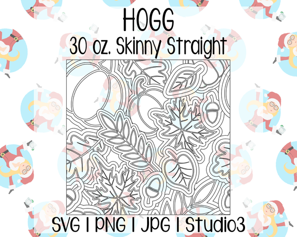 Leaves & Pumpkins Burst Template | Hogg 30 oz. Skinny Straight | SVG PNG JPG Studio3