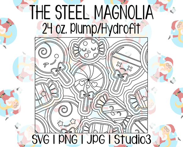 Candy Burst Template | Seamless Tumbler Wrap | The Steel Magnolia 24 oz. Plump/Hydrofit | SVG PNG JPG Studio3