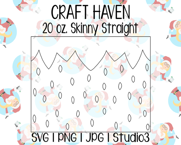 Strawberry Tumbler Template | Craft Haven 20 oz. Skinny Straight | SVG PNG JPG Studio3