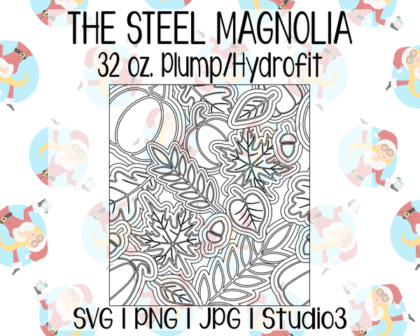 Leaves & Pumpkins Burst Template | The Steel Magnolia 32 oz. Plump/Hydrofit | SVG PNG JPG Studio3