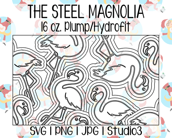 Flamingo Burst Template | The Steel Magnolia 16 oz. Plump/Hydrofit | SVG PNG JPG Studio3