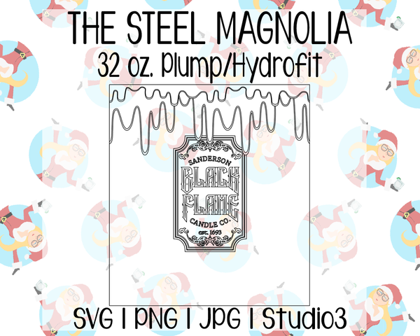 Black Flame Burst Template | The Steel Magnolia 32 oz. Plump/Hydrofit | SVG PNG JPG Studio3
