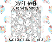 Kawaii Leaves Burst Template | Craft Haven 30 oz. Skinny Straight | SVG PNG JPG Studio3