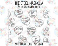 Anti Valentines Conversation Hearts Tumbler Template | Seamless Tumbler Wrap | The Steel Magnolia 24 oz. Plump/Hydrofit | SVG PNG JPG Studio3