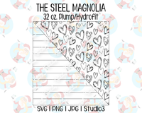 Doodle Hearts & Stripes Split Template | Seamless Tumbler Wrap | Straight Resizable | The Steel Magnolia 32 oz. Plump | SVG PNG JPG Studio3