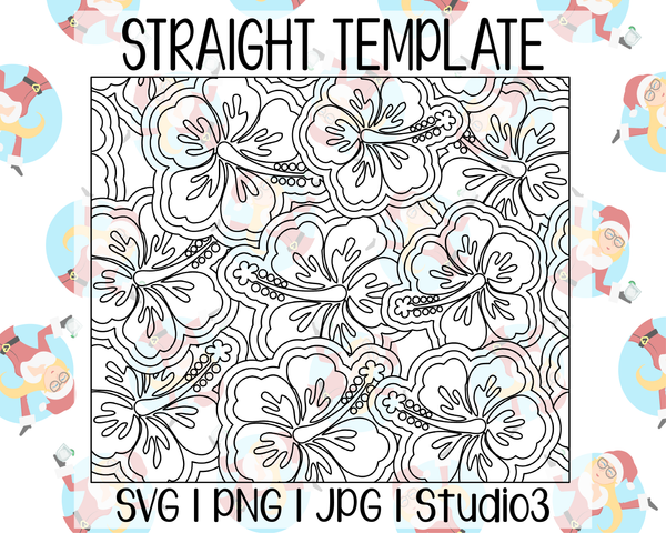 Hibiscus Burst Tumbler Template | Straight | SVG PNG JPG Studio3