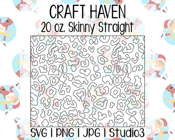 Seamless Leopard Templatae | Craft Haven 20 oz. Skinny Straight | SVG PNG JPG Studio3