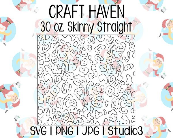 Seamless Leopard Template | Craft Haven 30 oz. Skinny Straight | SVG PNG JPG Studio3