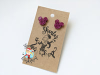 Fuschia Mouse Stud Earrings