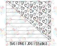 Doodle Hearts & Stripes Split Template | Seamless Tumbler Wrap | Straight Resizable | Fits Hogg, MakerFlo, and more | SVG PNG JPG Studio3