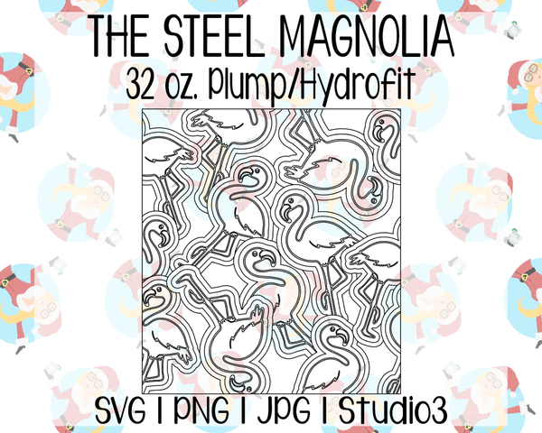 Flamingo Burst Template | The Steel Magnolia 32 oz. Plump/Hydrofit | SVG PNG JPG Studio3
