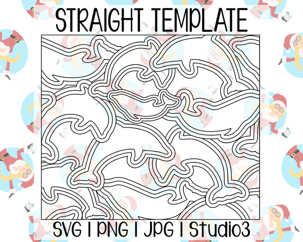 Dolphin Burst Tumbler Template | Straight | SVG PNG JPG Studio3