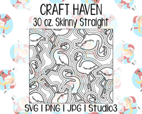 Flamingo Burst Template | Craft Haven 30 oz. Skinny Straight | SVG PNG JPG Studio3